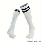 1 pair Striped Knee-High Sports Socks for Kids - Breathable & Comfortable for Basketball, Football & Running