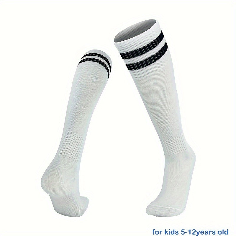 1 pair Striped Knee-High Sports Socks for Kids - Breathable & Comfortable for Basketball, Football & Running