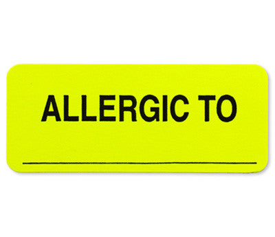 "Allergic To" Labels - 1" x 2-1/4" - 250/Box
