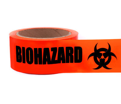 "BIOHAZARD" - Imprinted 2" PVC Tape: 55 yds