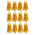 12Pcs Wet Floor Sign Foldable A Frame Caution Floor Sign Plastic 2 Sided for Indoor Outdoor