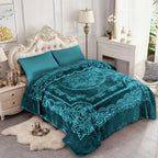 1-Piece (without Pillowcases) Thick Raschel Printed Blanket King Size Luxurious Single Ply 9 Lbs Soft & Warm Blanket Bed Home Gifts 85 X 95 In (215x240cm) For Any Decor