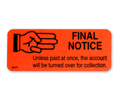 "Past Due Payment" Collection Labels - 1" x 2-1/4" - 250/Box