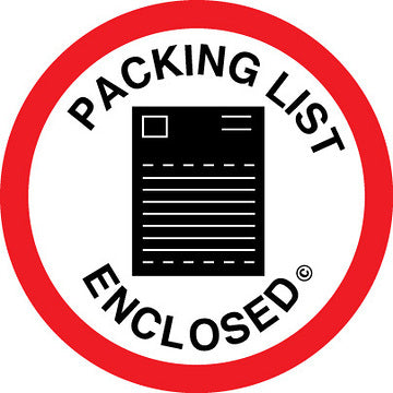 2-1/2" Imprinted "Packing List Enclosed" Shipping & Handling Round Labels