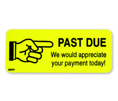 "Past Due Payment" Collection Labels - 1" x 2-1/4" - 250/Box