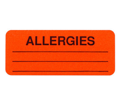 "Allergies" Labels - 1" x 2-1/4" - 250/Box